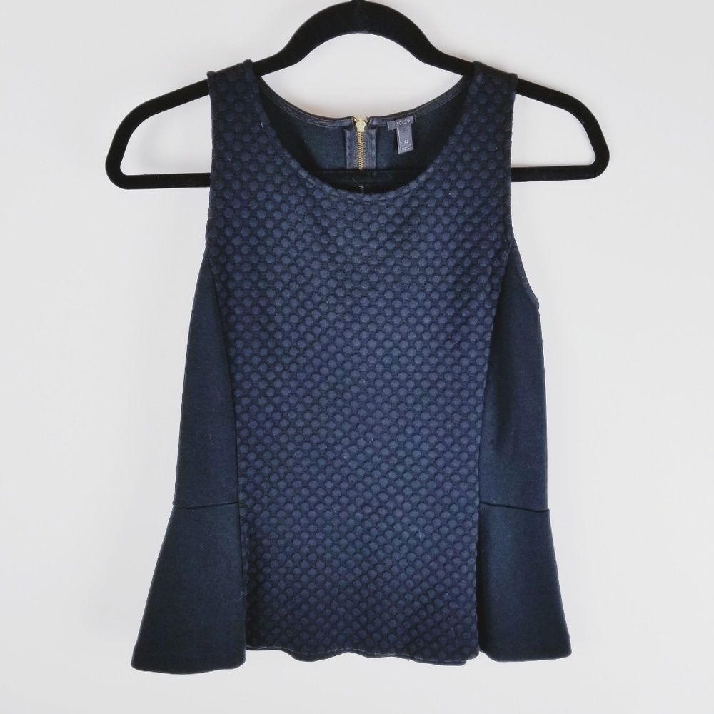 J. Crew sleeveless quilted blouse black top xs